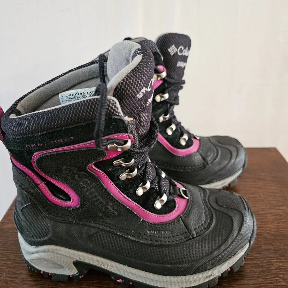 Columbia Omni-Heat 200g Waterproof Winter Snow Boots Black Pink Womens 6.5